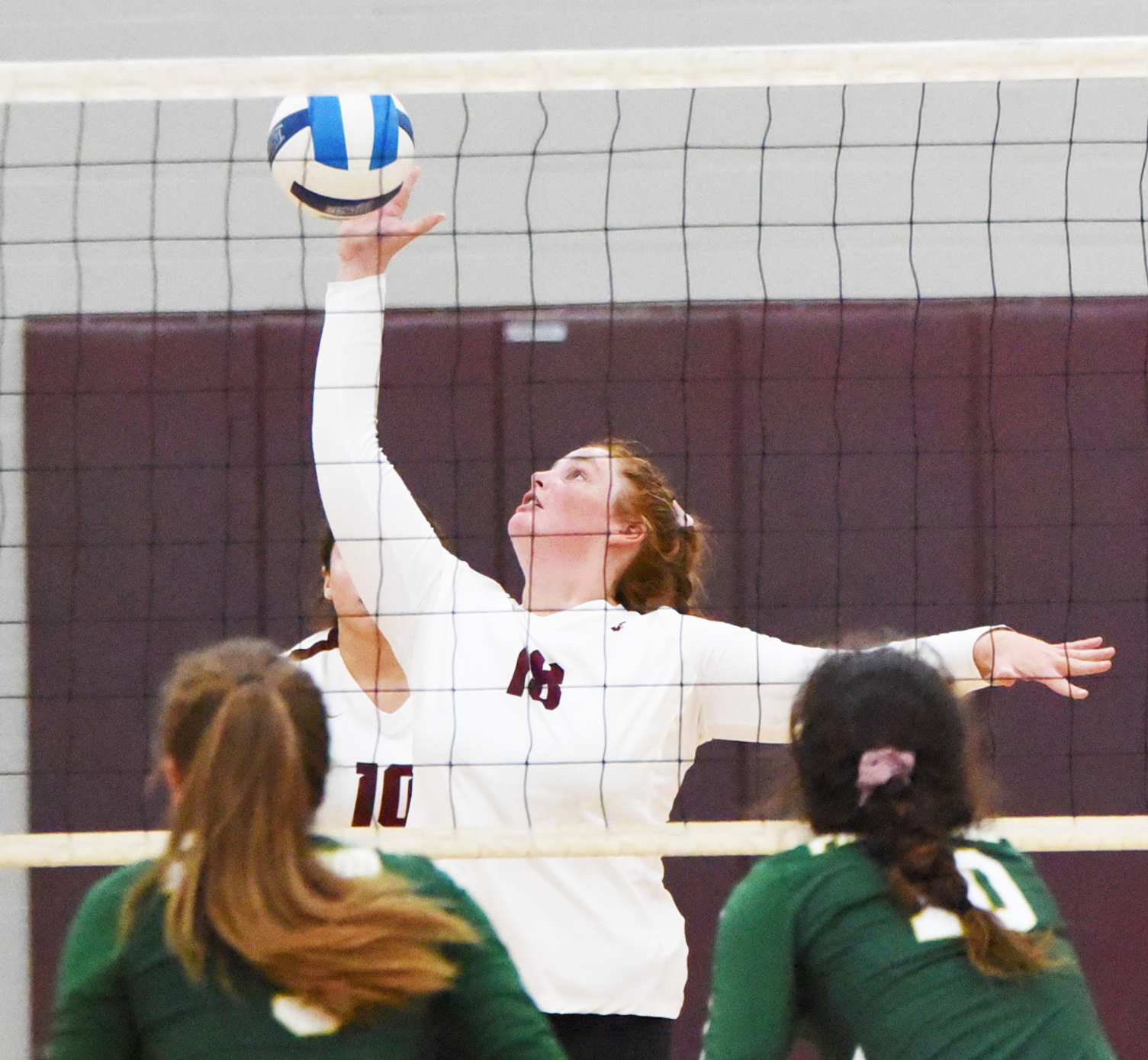 Ryndee Weishuhn led Victoria College with eight kills against Wharton County Junior College.