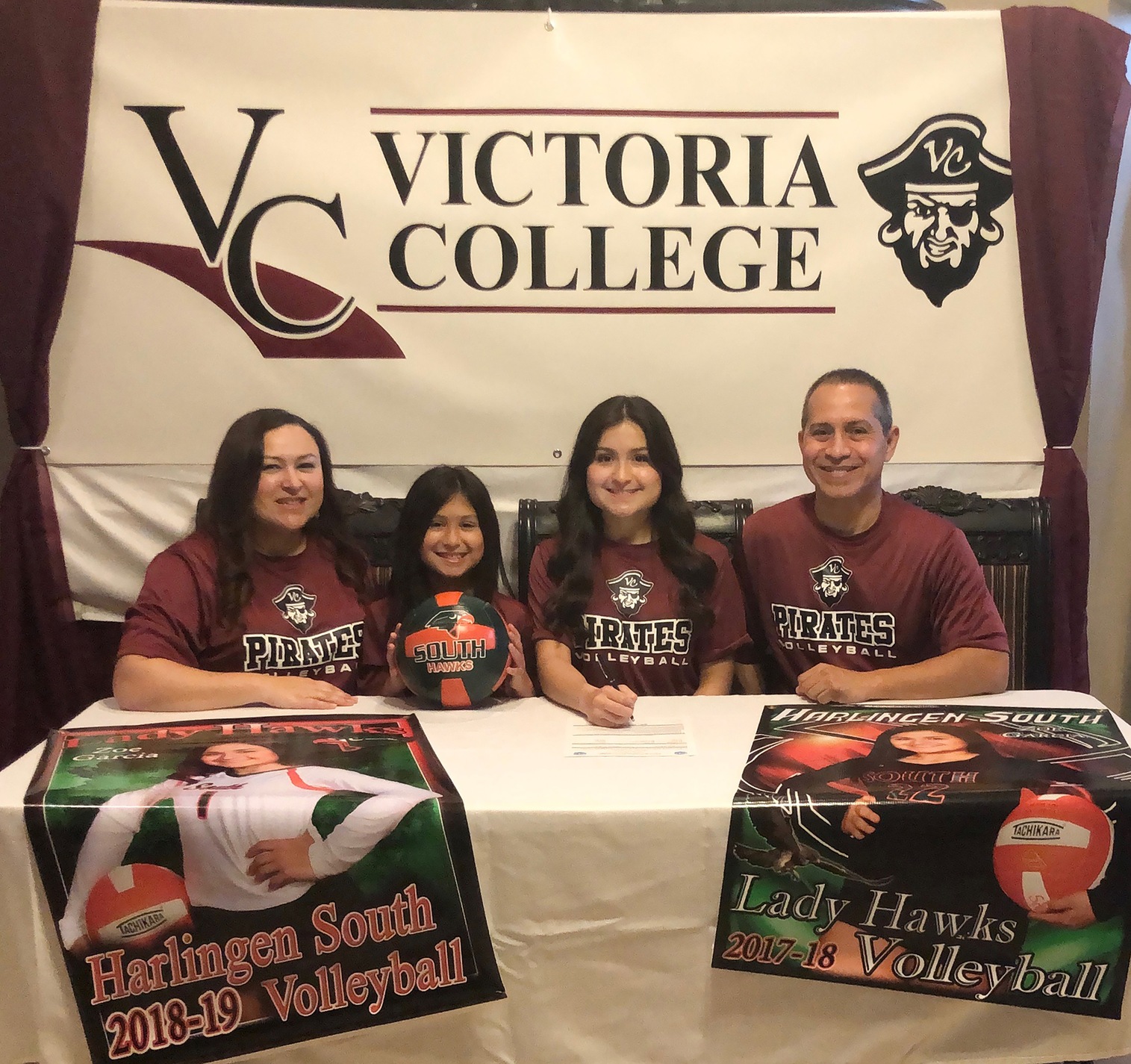 Harlingen South libero/defensive specialist Zoe Garcia signed a letter-of-intent to play volleyball at Victoria College on April 16. Pictured with Garcia are her mother, Cecilia Garcia; sister, Zienna Garcia; and father, Martin Garcia.